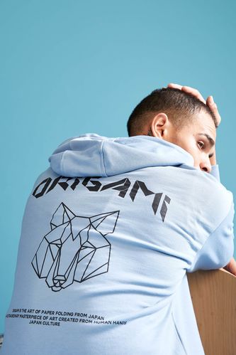Origami Printed Long Sleeve Hoodie