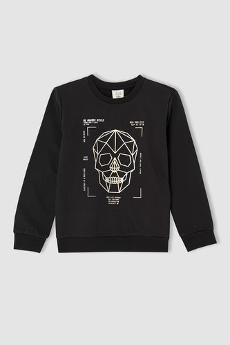 Boy Regular Fit Skull Print Sweatshirt