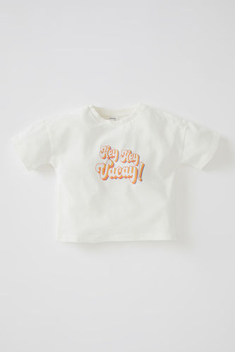 T-shirt en coton imprimé à slogan pour bébé garçon