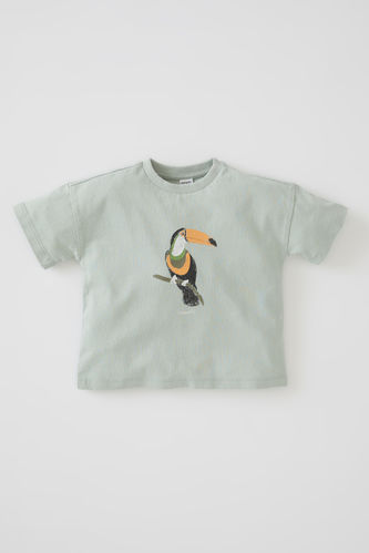 T-shirt en coton à manches courtes imprimé perroquet pour bébé garçon