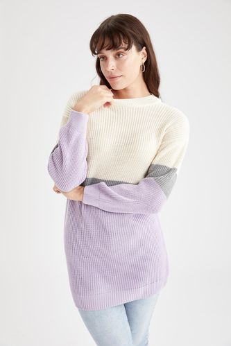 Multi Coloured Long Sleeve Crow Neck Sweater