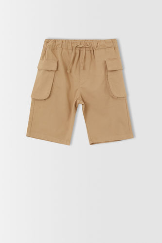 Boy Flexible Waist Cargo Pocket Bermuda Shorts