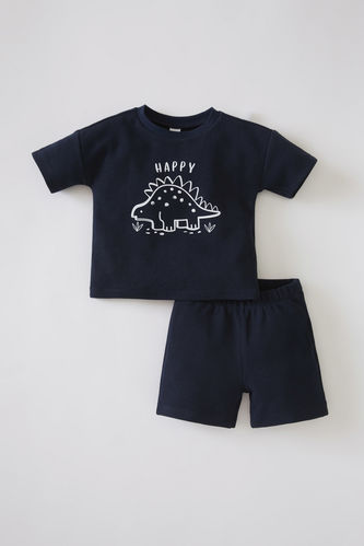 Ensemble t-shirt et short en coton à imprimé dinosaure pour bébé garçon
