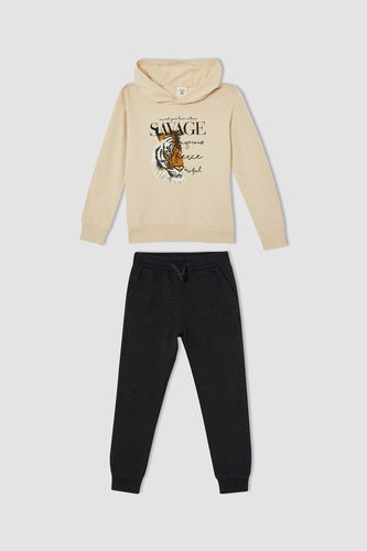 Boy Tiger Printed Sweatshirt and Sweatpants 2 Piece Set