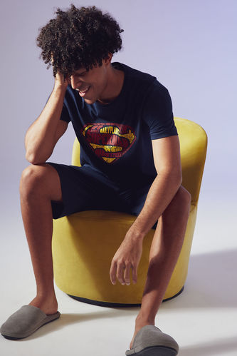 Regular Fit Licensed Superman Short Sleeve T-Shirt And Shorts Pyjamas Set