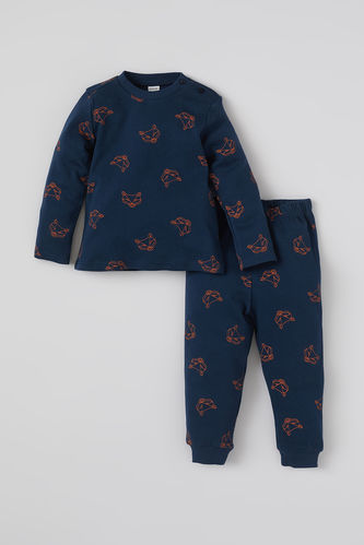 Erkek Bebek Sevimli Tilki Desenli Pamuklu Pijama Takımı