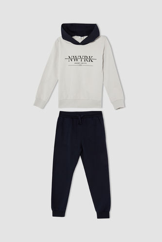 Boy Printed Hooded Sweatshirt Sweatpants 2 Piece Set