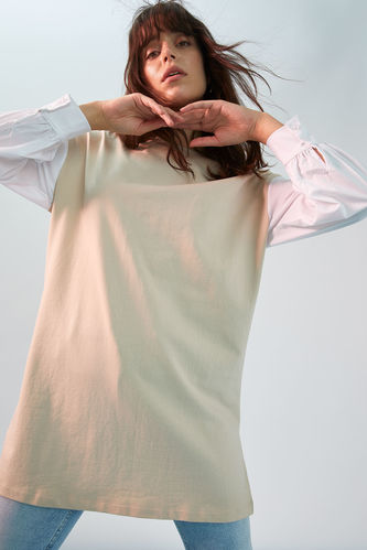 Gömlek Detaylı Relax Fit Sweatshirt Tunik