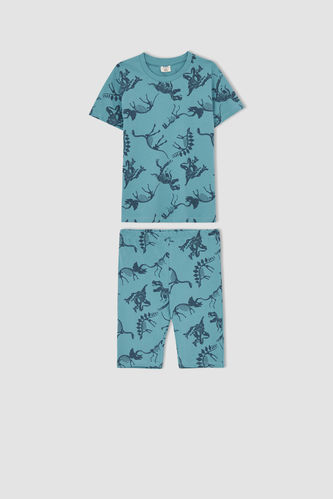 Erkek Çocuk Dinozor Desenli Kısa Kol Pijama Takımı