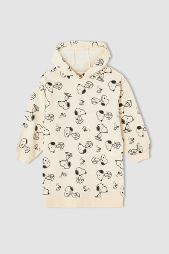 Girl Snoopy Hooded Sweat Dress with Soft Fur Inside