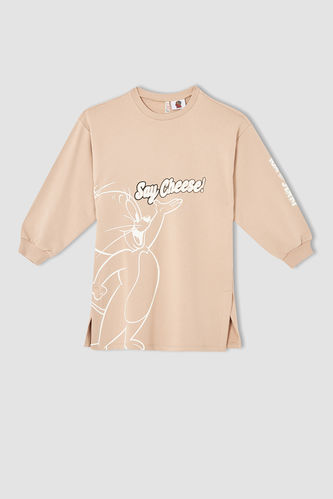 Girl Licensed Tom & Jerry Long Sleeve Crew Neck Sweater