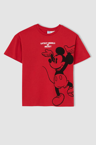 Ұлдарға Disney Mickey & Minnie Лицензиялық дөңгелек жаға қысқа жеңді Қысқа жеңді футболка