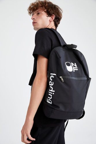 Letter Printed Backpack with Laptop Compartment