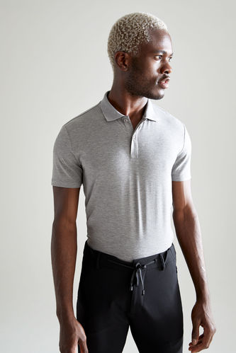 Slim Fit Polo Yaka Teknik Kumaş Kısa Kollu Tişört