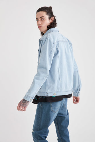 Slim Fit Yırtık Detaylı Jean Ceket