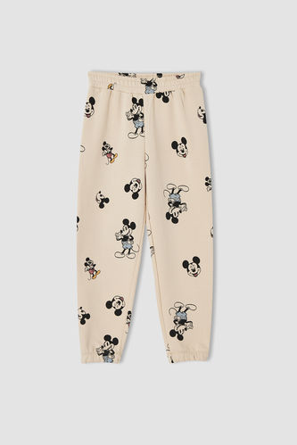 Girl Mickey Mouse Print Shirred Sweatpants
