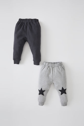 Lot de 2 pantalons de survêtement en coton à imprimé étoiles pour bébé garçon