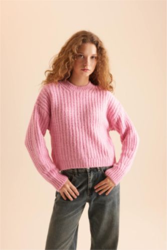 Women Pink Oversize Fit Knitwear Pullover