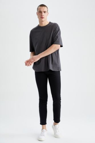 Oversized Fit Cotton T-shirt - Black - Men