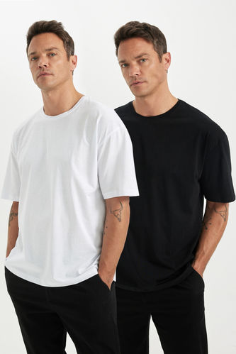 Oversize Fit Crew Neck Basic Short Sleeve 2-Pack Cotton Combed T-Shirt