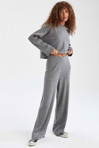 Wide Leg Palazzo Relax Fit Knitwear Trousers
