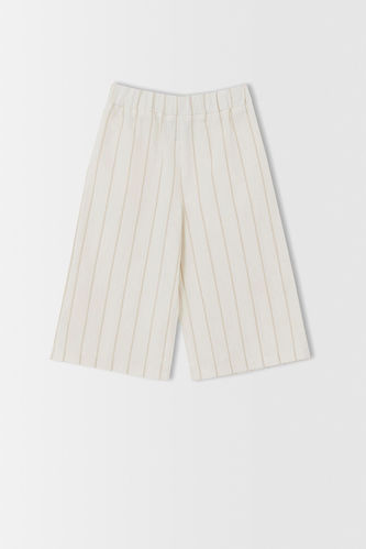 Girl Striped Linen Look Stretch Shorts
