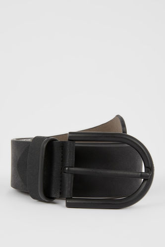 Men's Rectangle Buckle Leather Look Belt