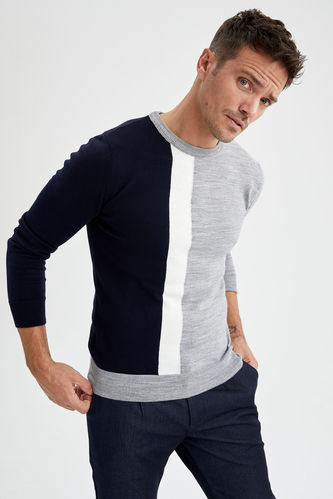 Slim Fit Block Colour Knitted Jumper