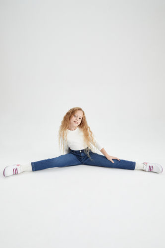 Girl Slouchy Fit Jean Look Trousers