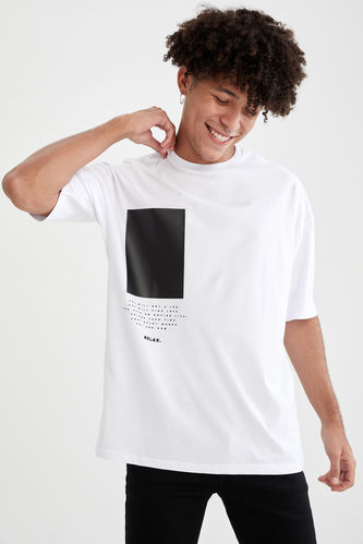 Oversized Fit Printed Short Sleeve Crew Neck T-Shirt
