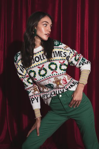 Regular Fit Pullover mit Weihnachtsmotiv