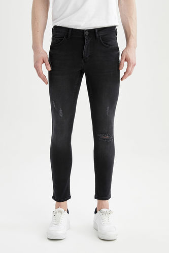 Super Skinny Fit Normal Bel Dar Paça Yırtık Detaylı Jean Pantolon