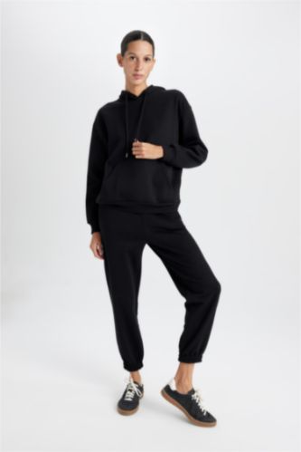 WOMAN Black jogger Thick Sweatshirt Fabric Trousers