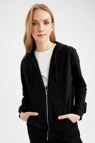 Relaxed Fit Hooded Zip-Up Hoodie