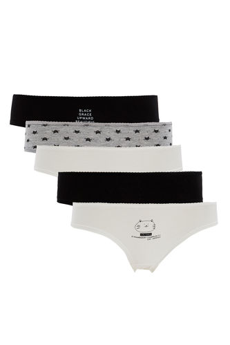 5 Packs Cat Printed Hipster Cotton Briefs