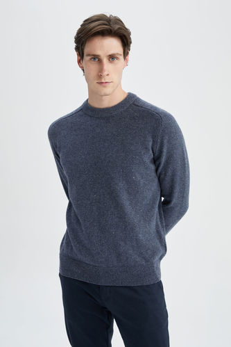 Slim Fit Crew Neck Wool Blended Knitwear Sweater