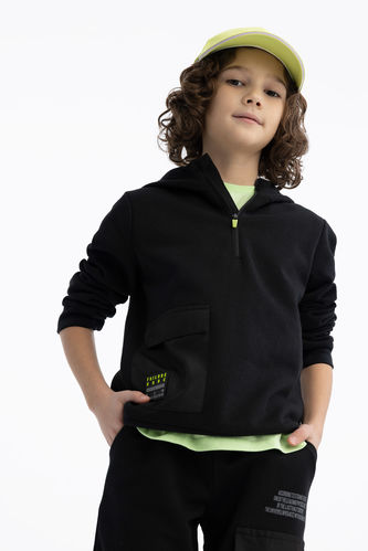 Boy Regular Fit Hooded Pocket Printed Sweatshirt