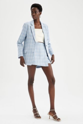 Light blue check skirt sale