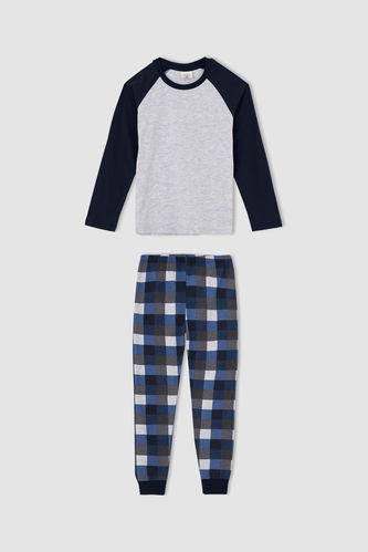 Erkek Çocuk Kareli Uzun Kollu Pijama Takımı