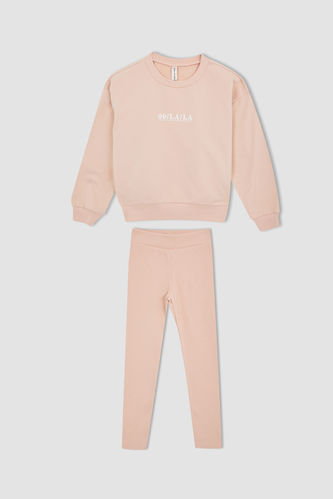 Kız Çocuk   Regular Fit 2'li Sweatshirt Kumaşı Pijama