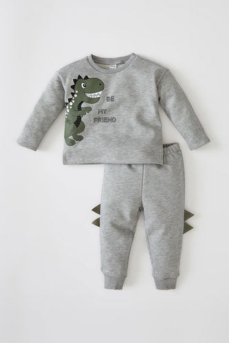 Ensemble en coton sweat-shirt et pantalon de survêtement imprimé dinosaure bébé garçon