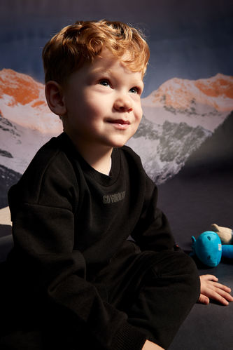 Erkek Bebek Regular Fit Baskılı İçi Yumuşak Tüylü Isı Yalıtımlı Warmtech Sweatshirt