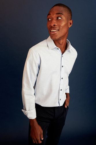 Modern Fit Çizgili Uzun Kollu Oduncu Gömlek