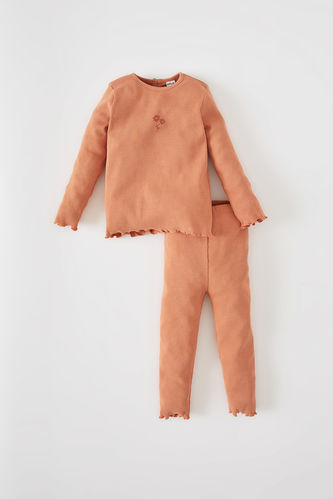 Ensemble de pyjama à manches longues texturé souple à motifs floraux pour bébé fille
