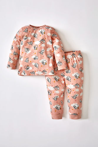 Kız Bebek Fil Baskılı Uzun Kollu Pijama Takımı