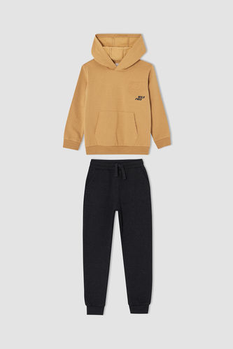 Boy Basic Long Sleeve Sweatshirt & Shirred Leg Sweatpants Set