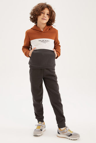 Boy Slim Fit Block Colour Hoodie & Sweatpants Set
