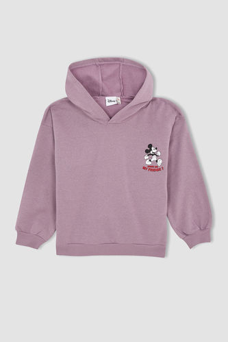Kız Çocuk Disney Mickey Mouse Relax Fit Kapüşonlu Sweatshirt