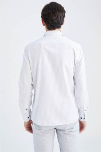 White MAN Modern Fit Polo Neck Printed Long Sleeve Shirt 2631331 