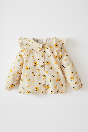 Рубашка с длинным рукавом с цветочным принтом с длинным рукавом Twıll для малышей девочек